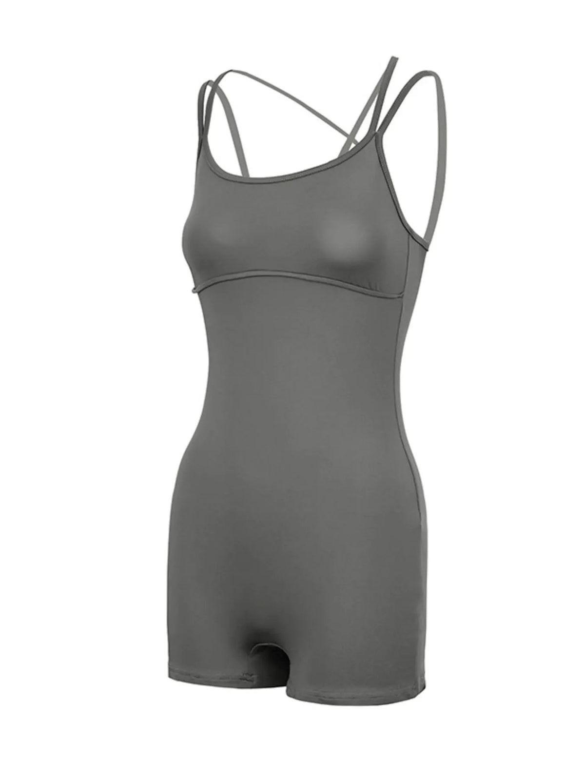 Double Spaghetti Strap Active Romper by Trendsi