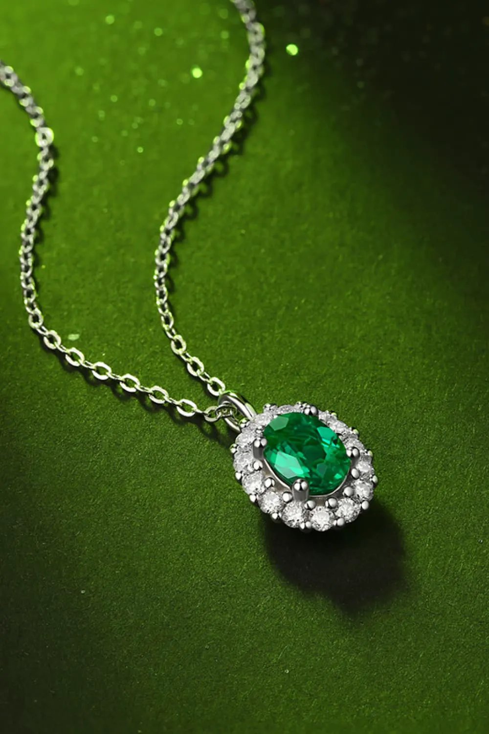 1.5 Carat Lab-Grown Emerald 925 Sterling Silver Necklace by Partner Labels