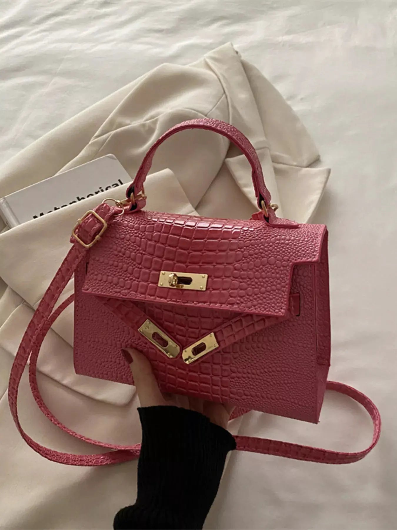 Embossed Flap Crossbody Bag by Partner Label