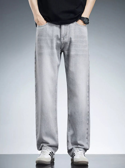 Men's Plus Size Washed Wide Leg Jeans by Partner Label
