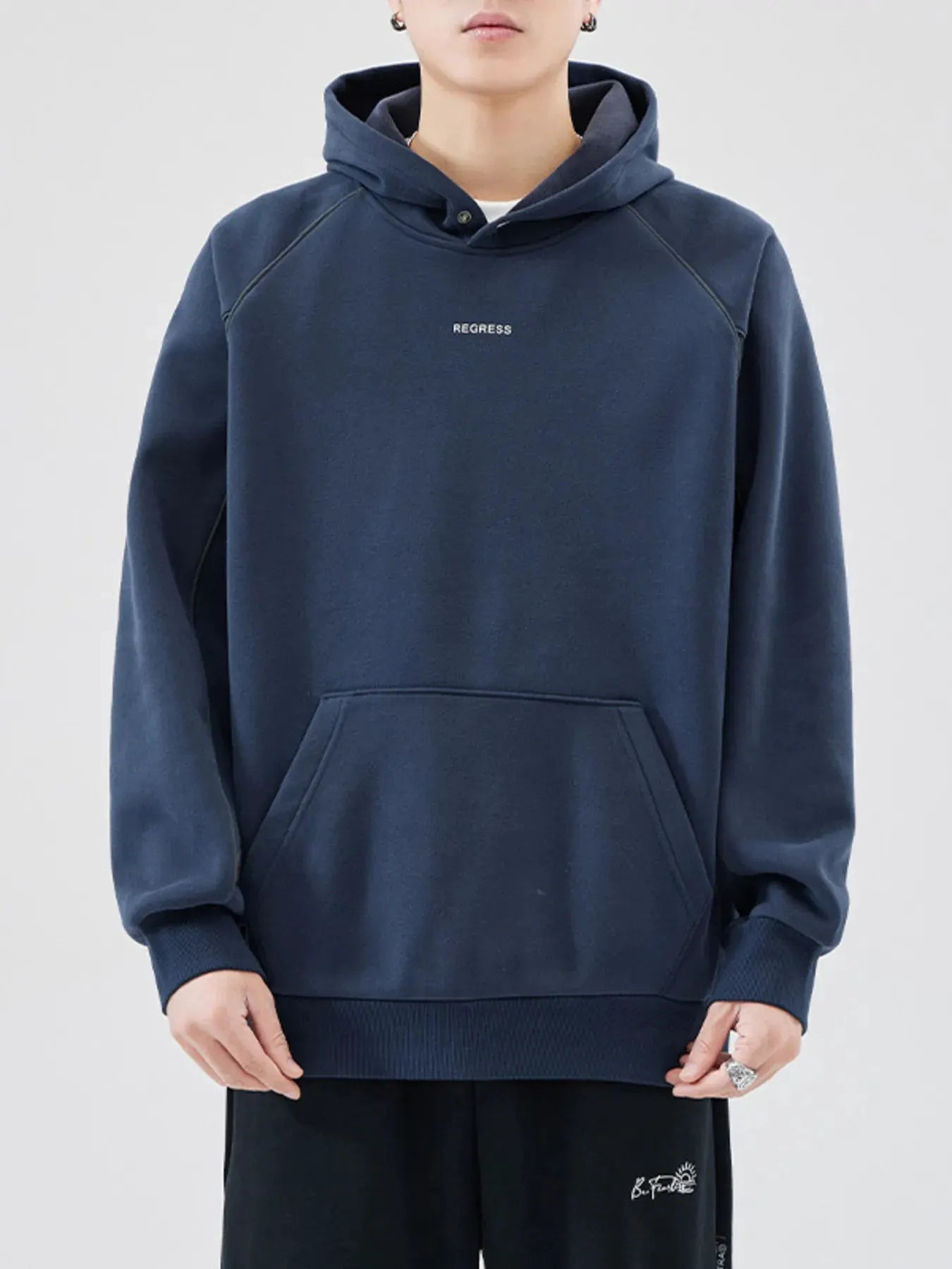 Men's Plus Size Kangaroo Pocket Raglan Sleeve Hoodie by Partner Label