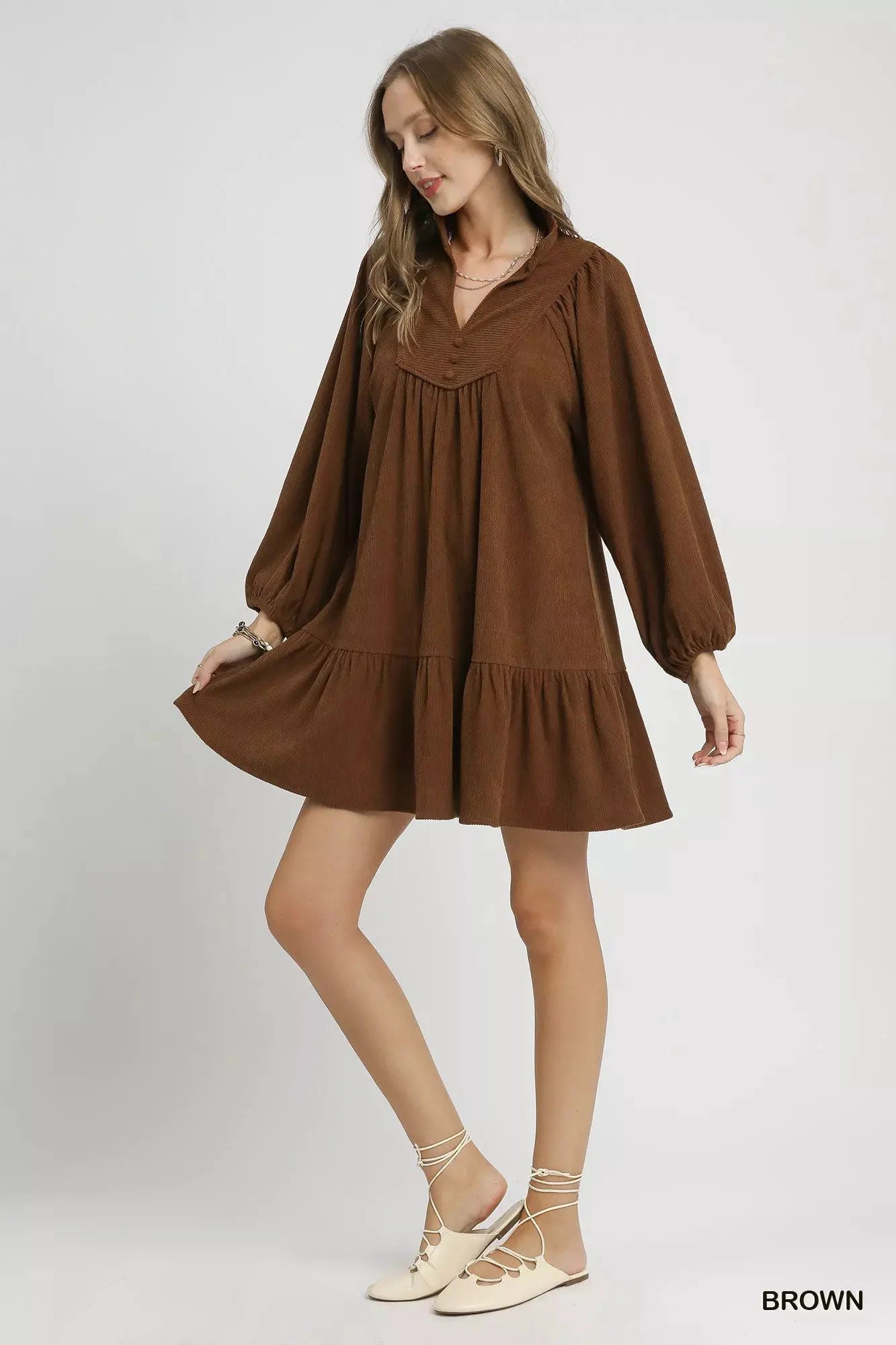 Umgee Corduroy Tiered Babydoll Dress by Umgee