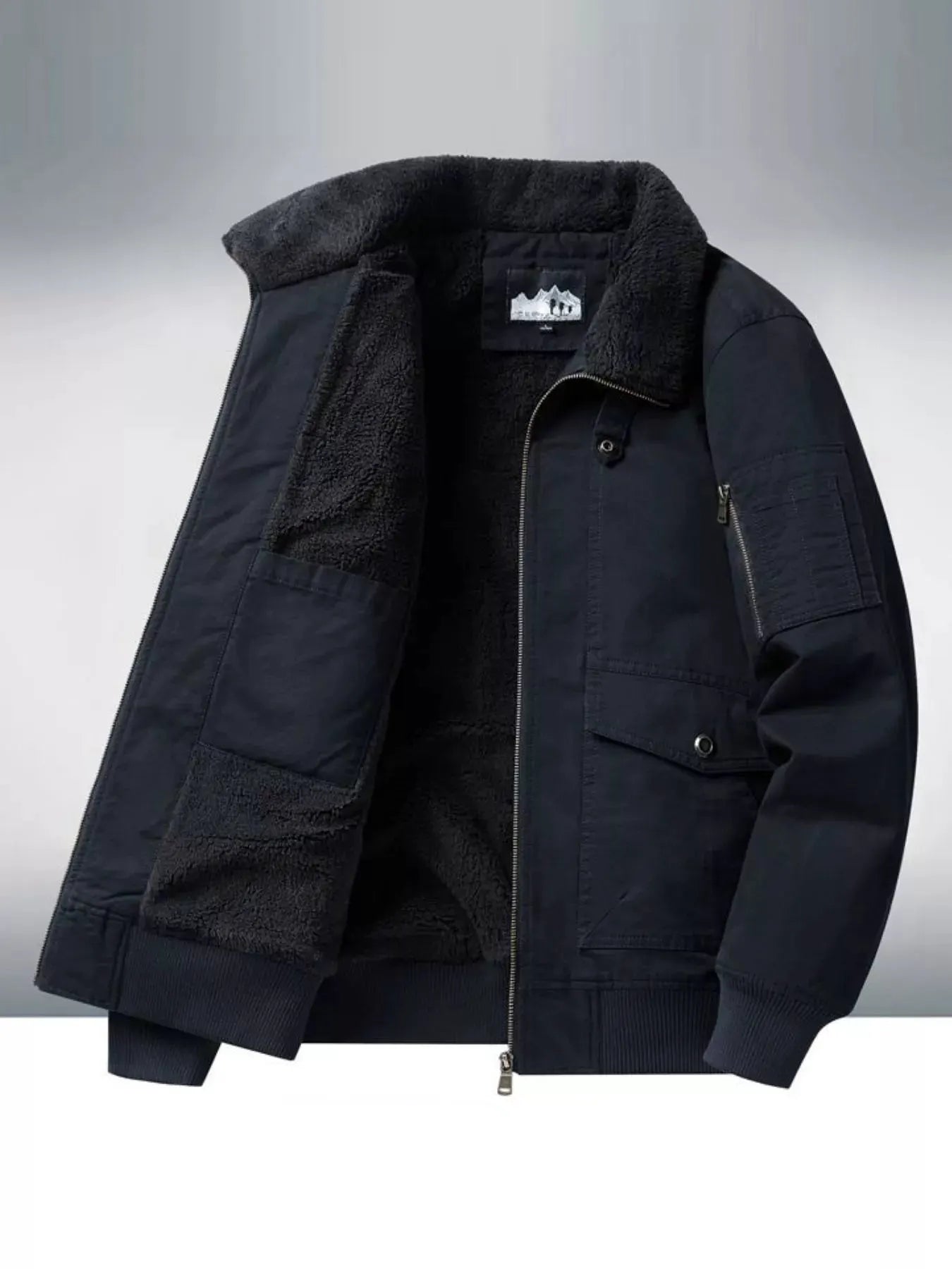 Men's Plus Size Warm Sherpa Lined Zip Up Jacket by Partner Label