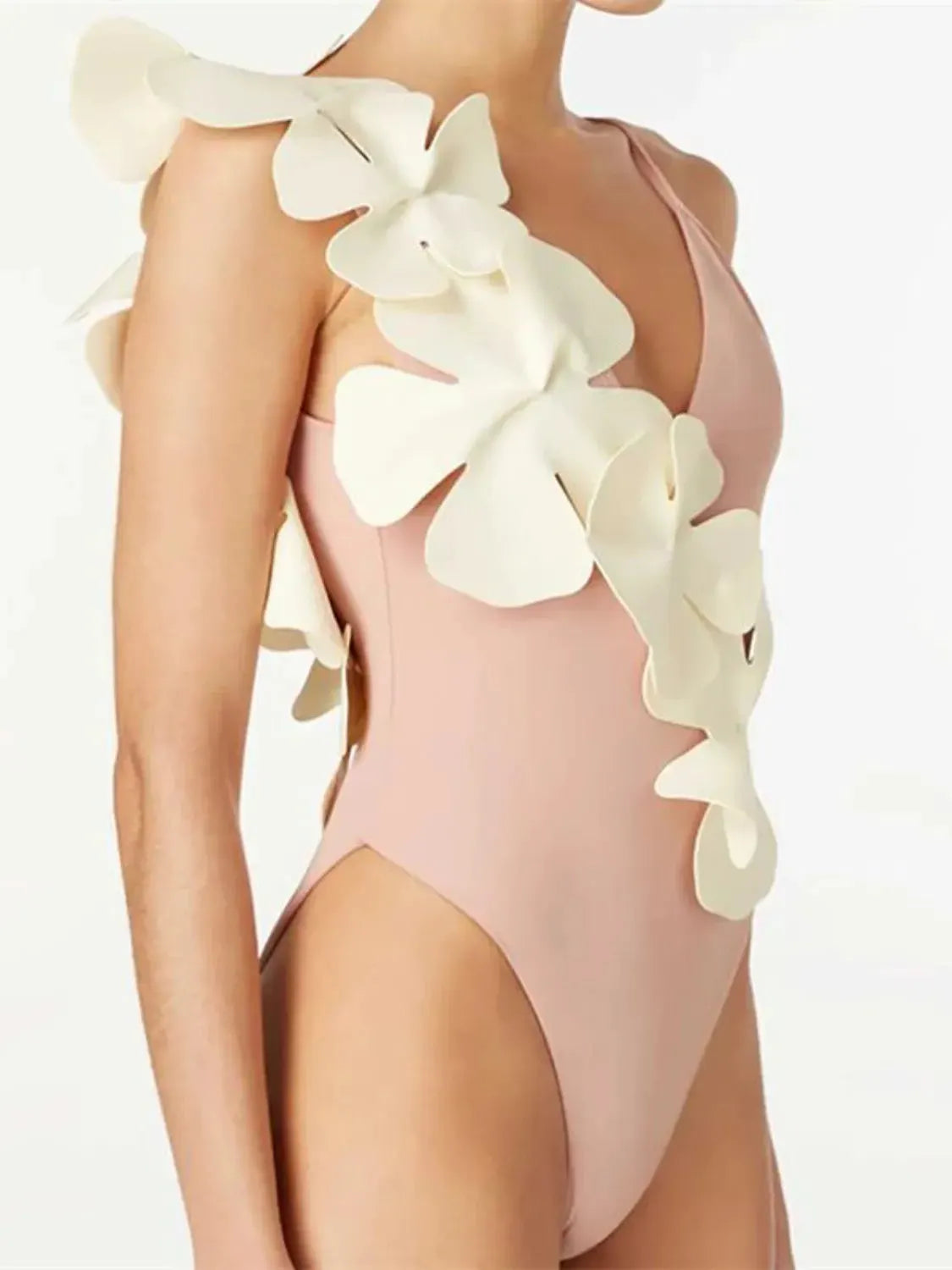 Contrast Flower Spaghetti Strap One-Piece Swimwear by Partner Label