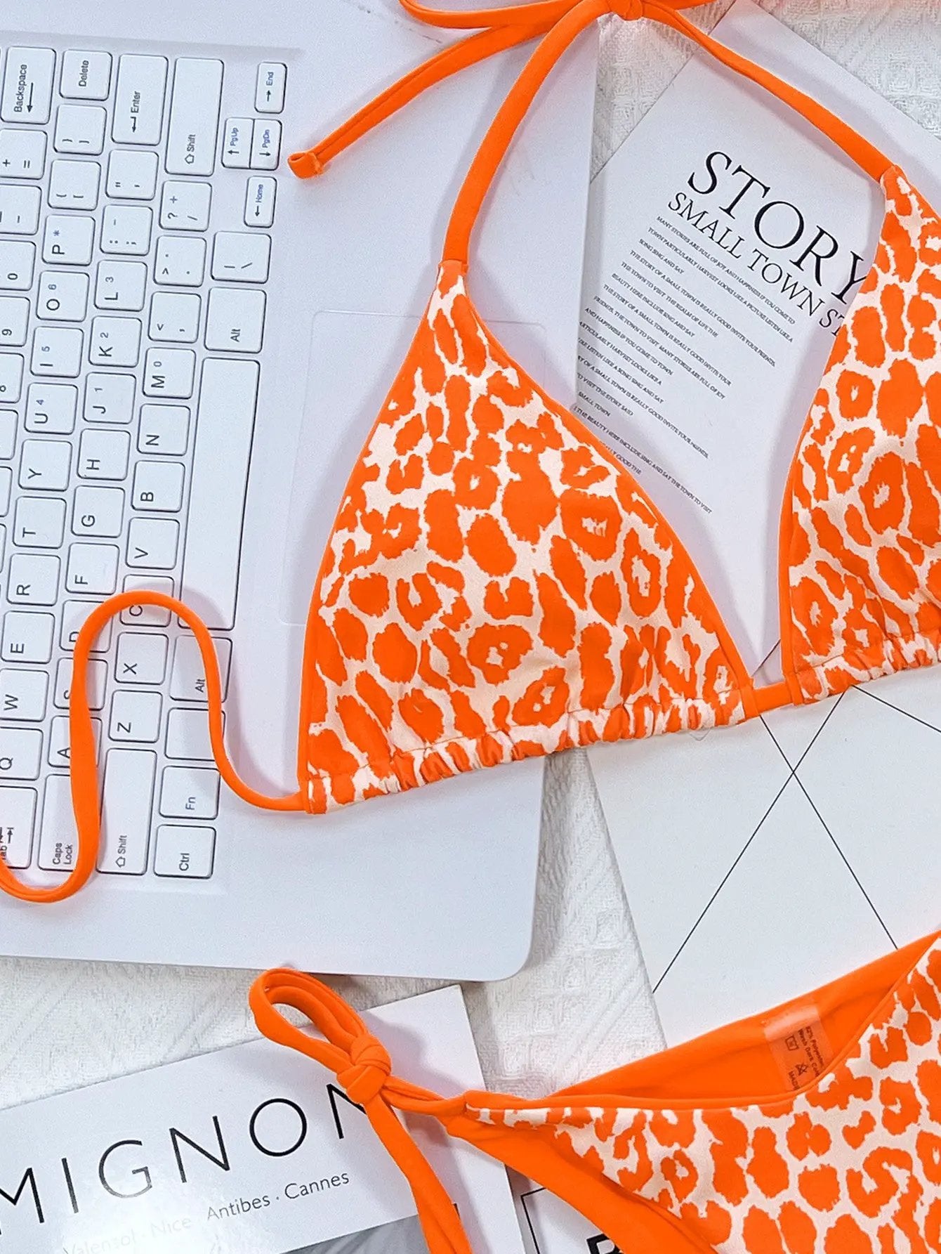 Leopard Print Halter Neck Tie Side Bikini Set by Partner Label