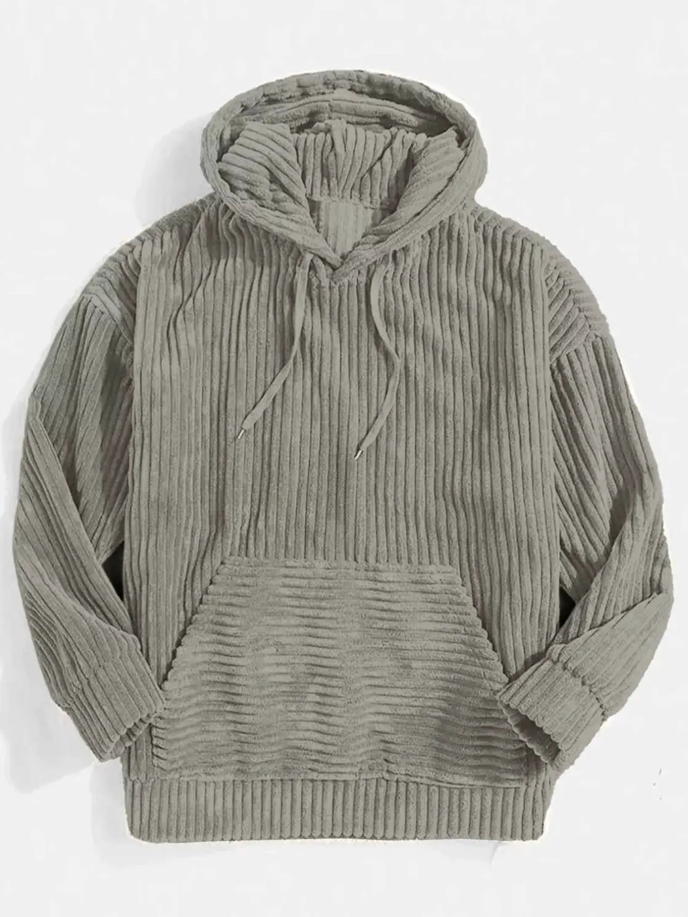 Men's Full Size Casual Corduroy Hoodie Plus Size by Trendsi