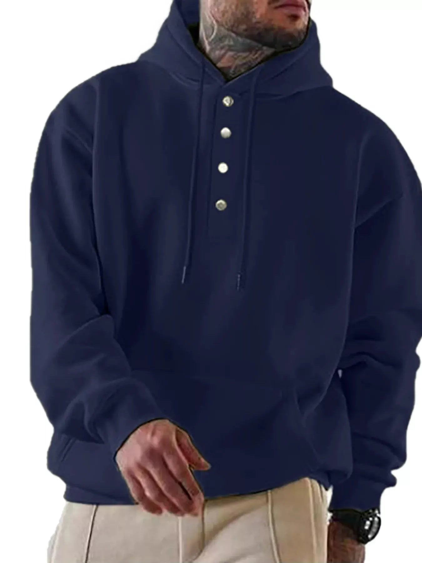 Men's Full Size Drawstring Kangaroo Pocket Hoodie Plus Size by Partner Label