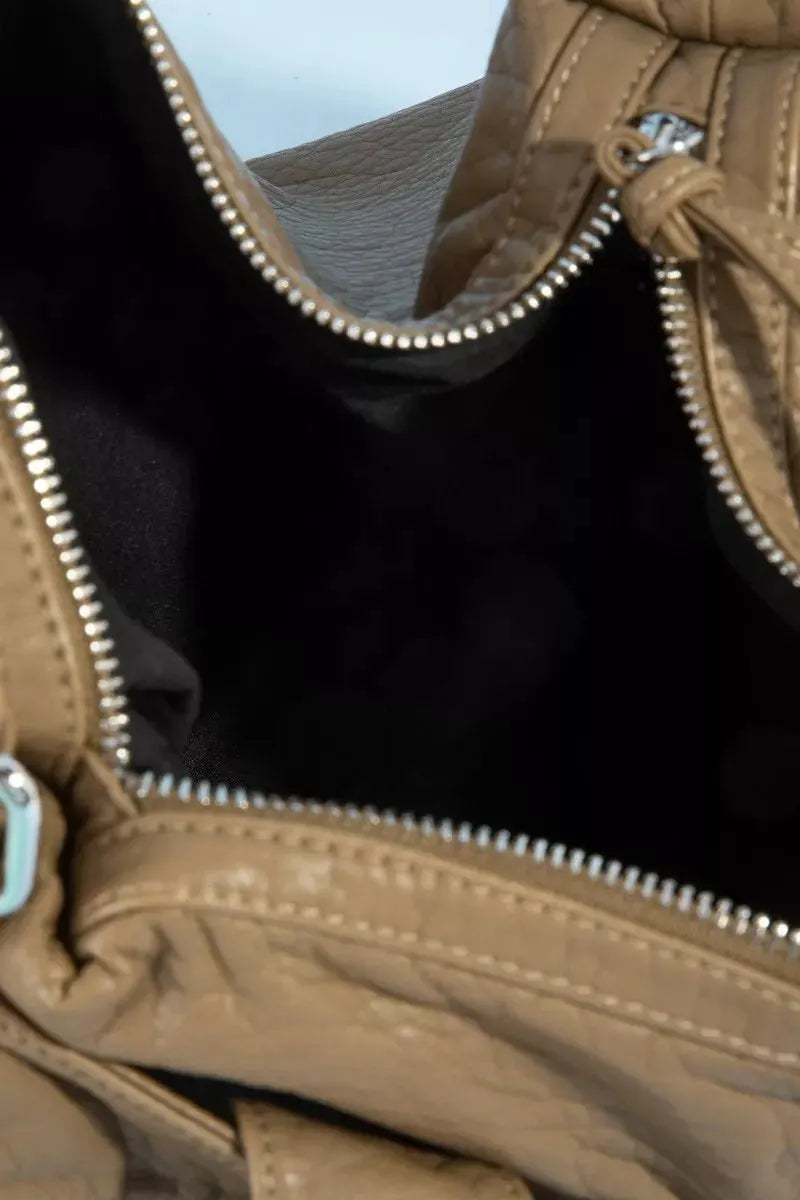 Fame Buckle Strap Detail Leather Handbag by Partner Label