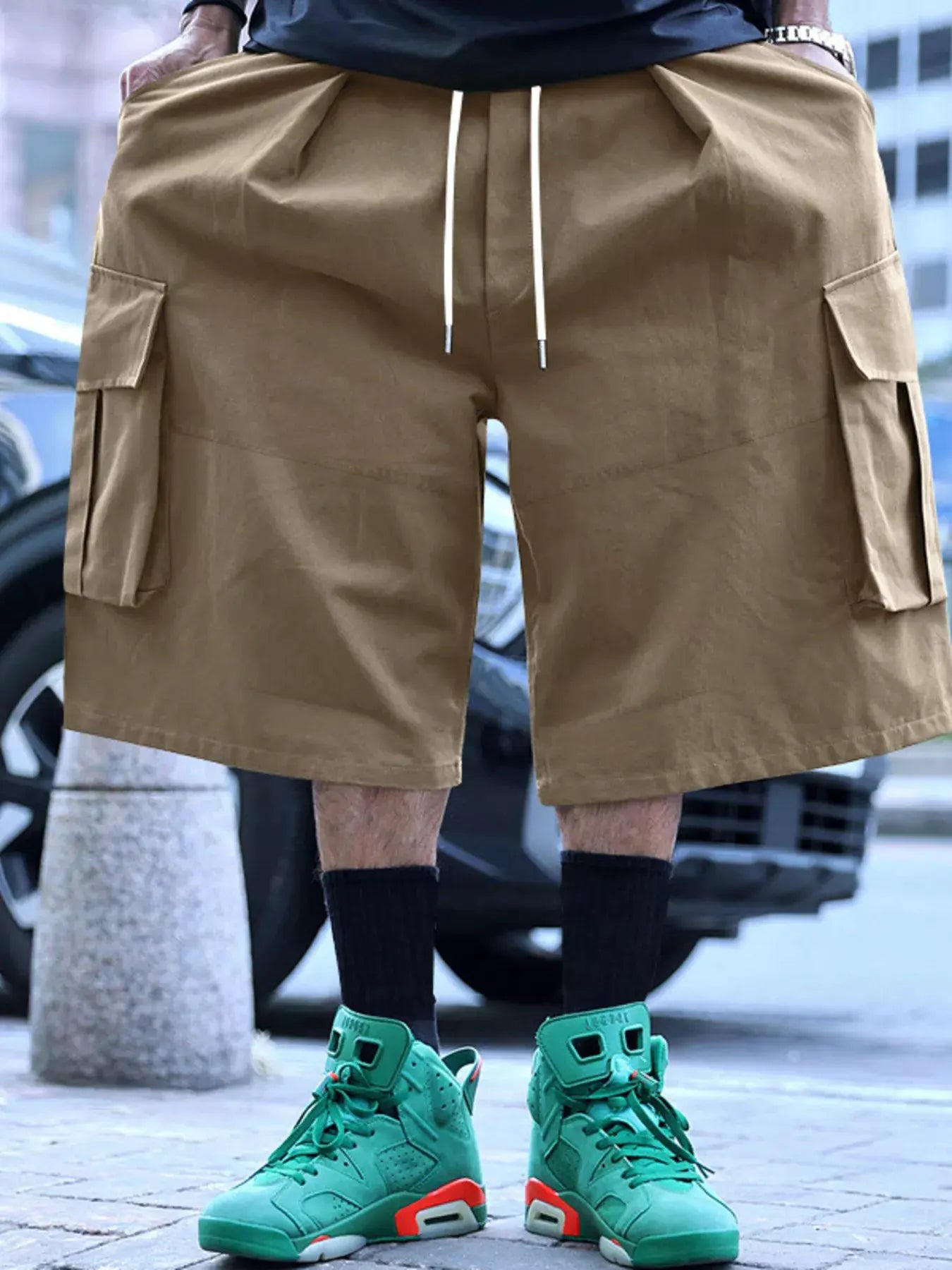 Men's Full Size Cargo Shorts with Drawstring Waist Plus Size by Trendsi
