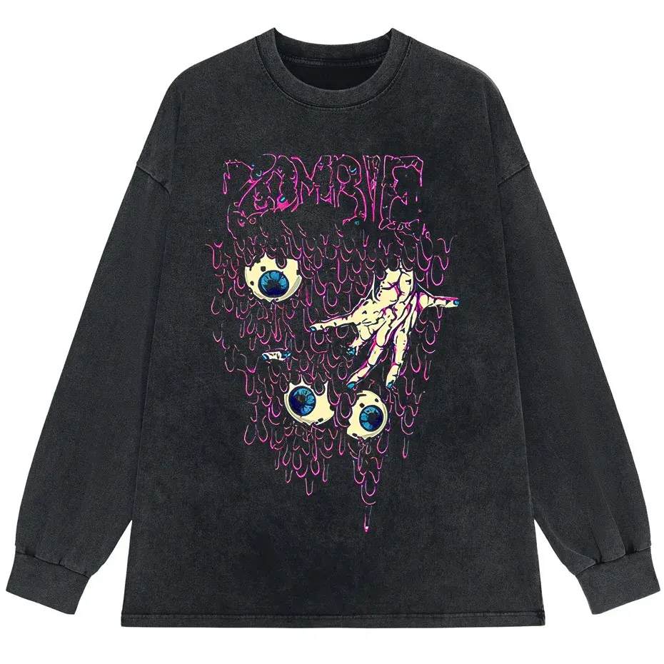 Zombie Horror Gothic Washed Cotton Oversized T-Shirt by Vimost Shop