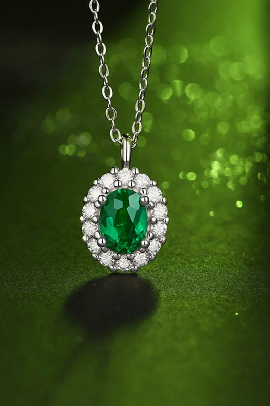 1.5 Carat Lab-Grown Emerald 925 Sterling Silver Necklace by Partner Labels