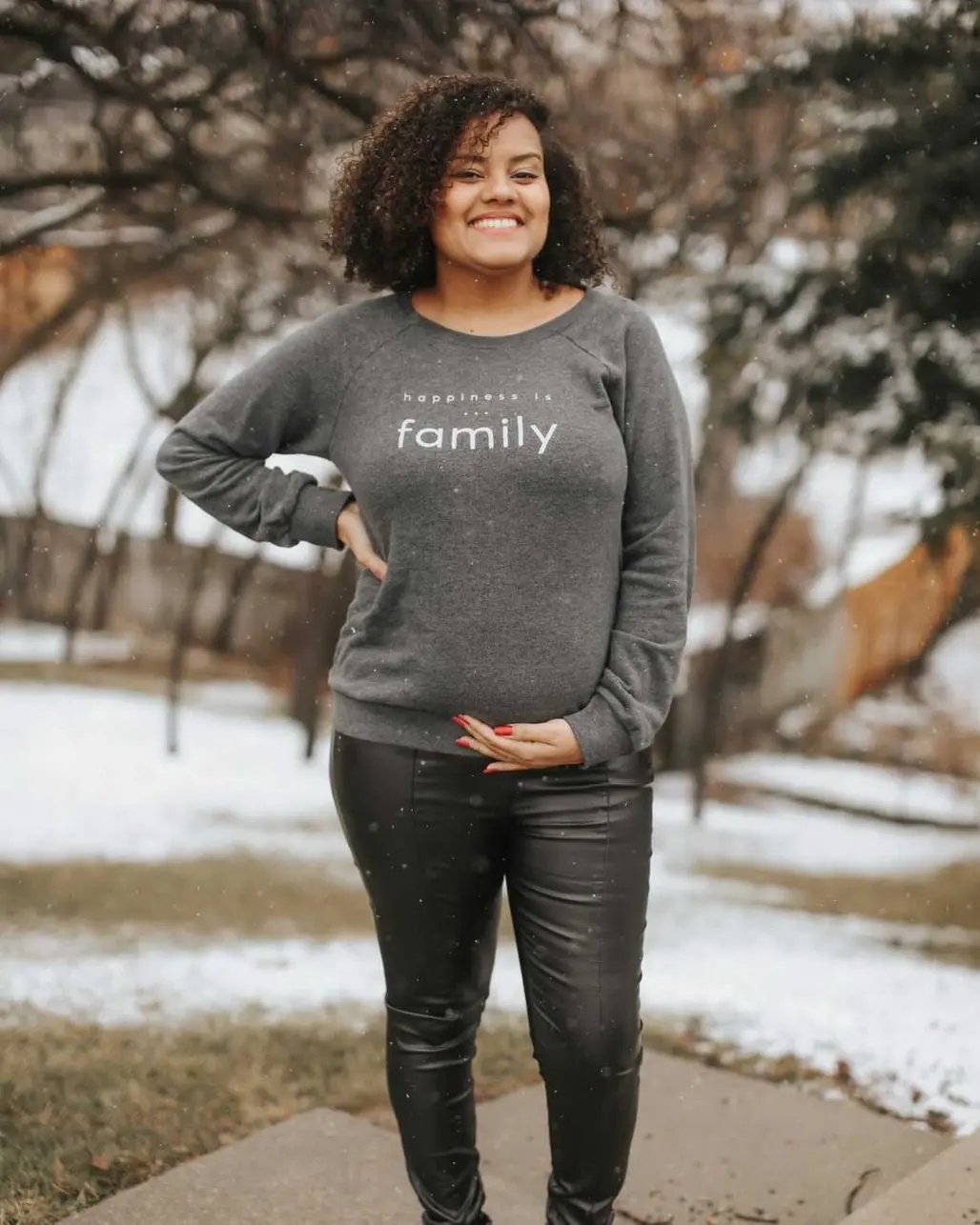 Women's Family Crew Sweatshirt, Charcoal by Family & Friends Collection