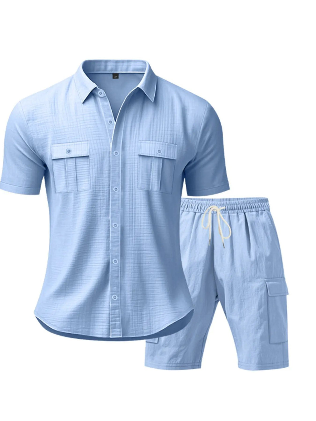 Men's Full Size Button Up Shirt and Shorts Set Plus Size by Trendsi