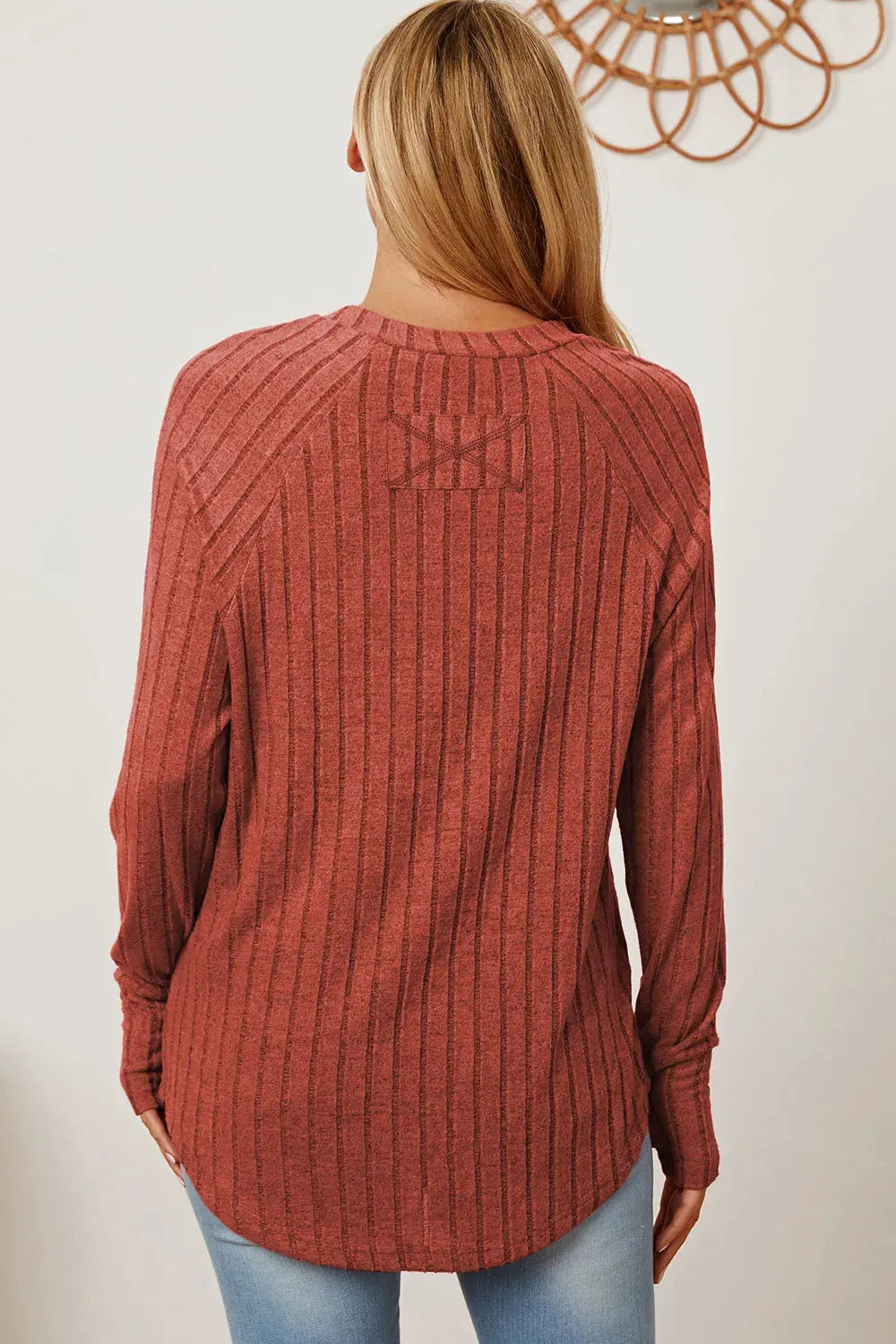 Basic Bae Full Size Ribbed Thumbhole Sleeve T-Shirt by Basic Bae