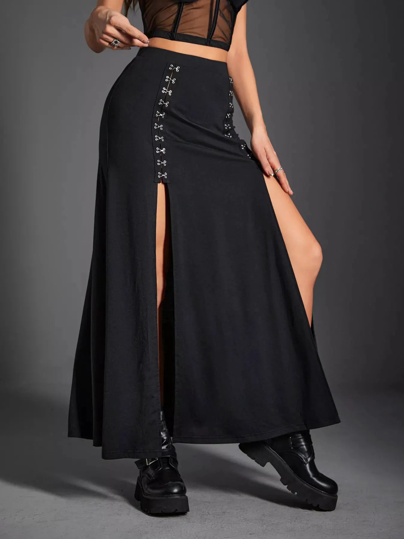 High Waist Slit Skirt by Partner Label