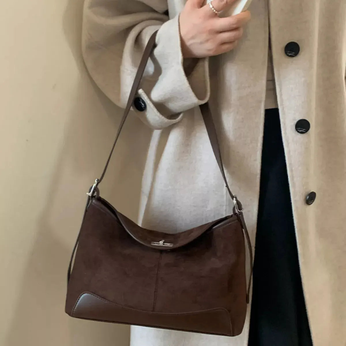 Suede Crossbody Bag with Adjustable Strap by Partner Label