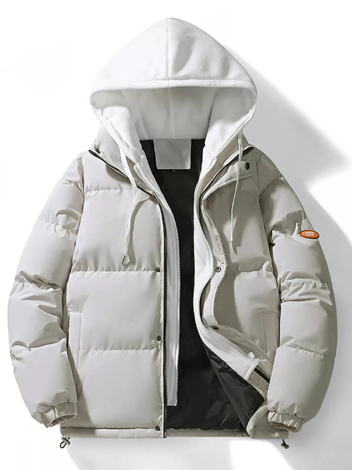 Men's Plus Size Hooded Padded Puffer Jacket by Partner Label
