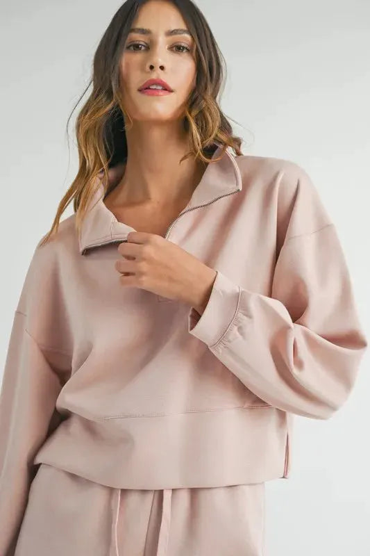 MABLE Half Zip Sweatshirt and Shorts Set by MABLE