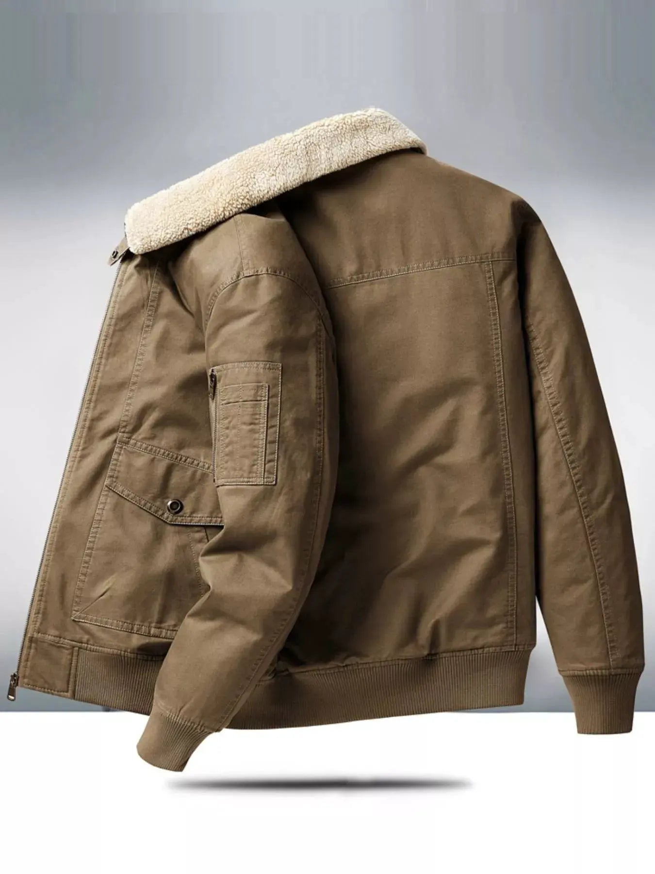 Men's Plus Size Warm Sherpa Lined Zip Up Jacket by Partner Label