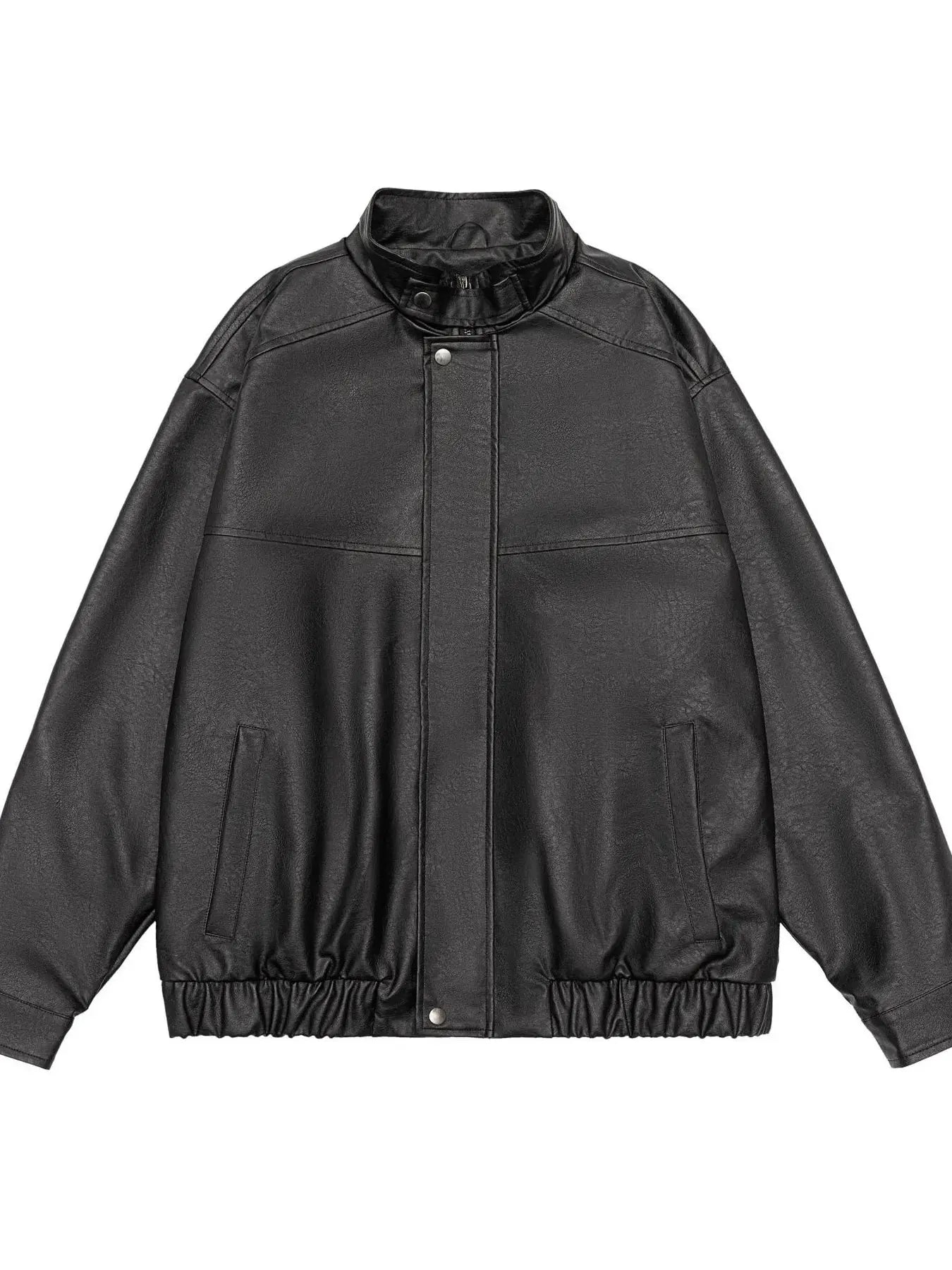 Men's Plus Size Zip Up Leather Bomber Jacket by Partner Label