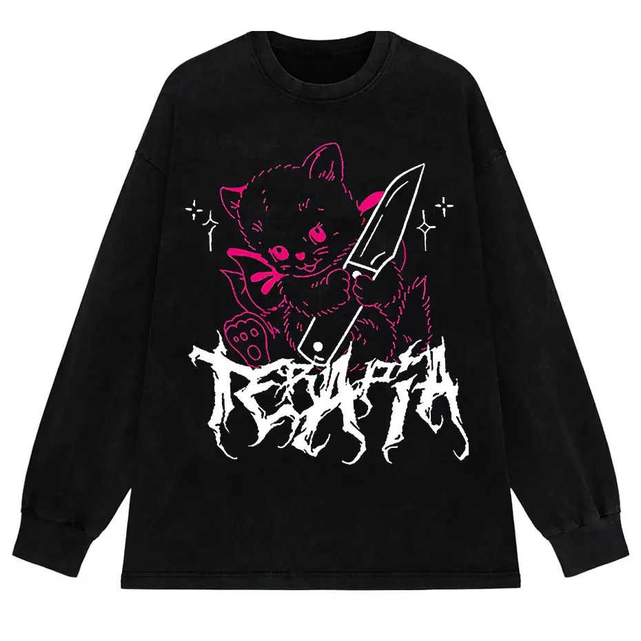 Men's Cute Anime E-Girl Kawaii T-Shirt Vintage Harajuku Streetwear Loose Fit by Vimost Shop