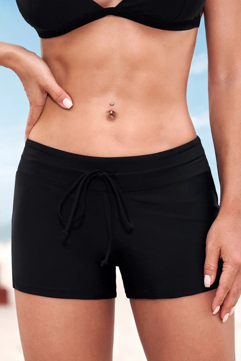 Full Size Run Contrast Drawstring Swim Bottoms by Partner Label
