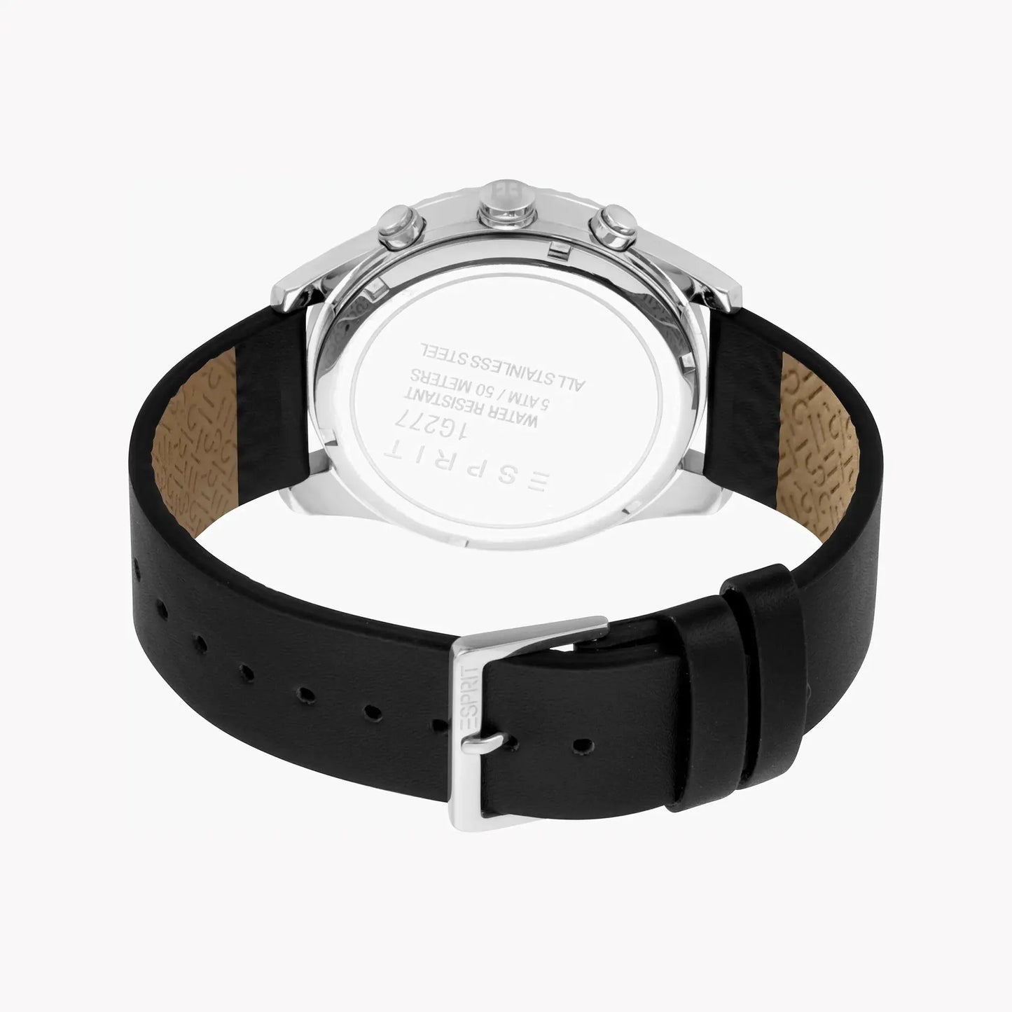 Esprit Men's Black Leather Watch, Black Dial | Es1g030m0015 by ESPRIT