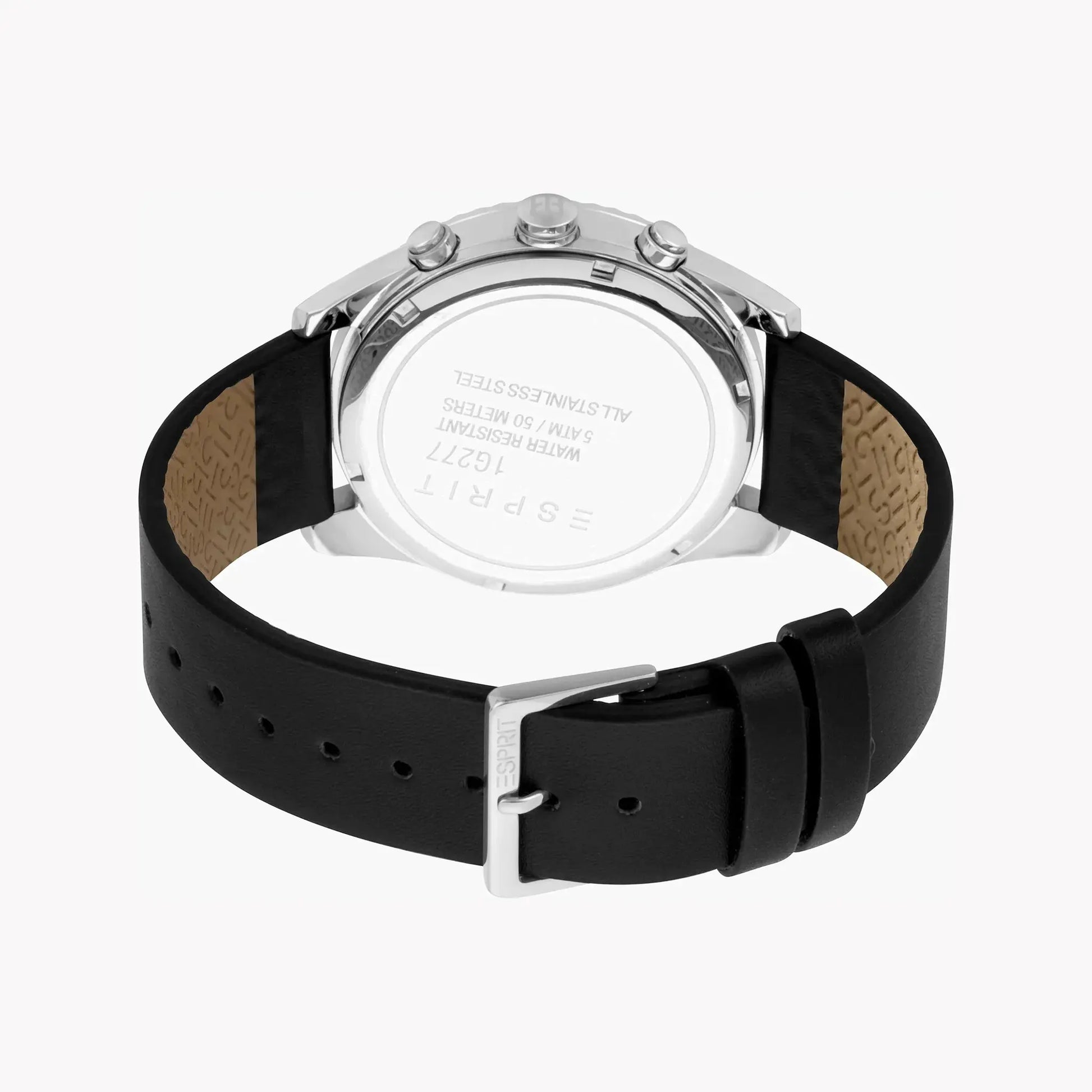 Esprit Men's Black Leather Watch, Black Dial | Es1g030m0015 by ESPRIT