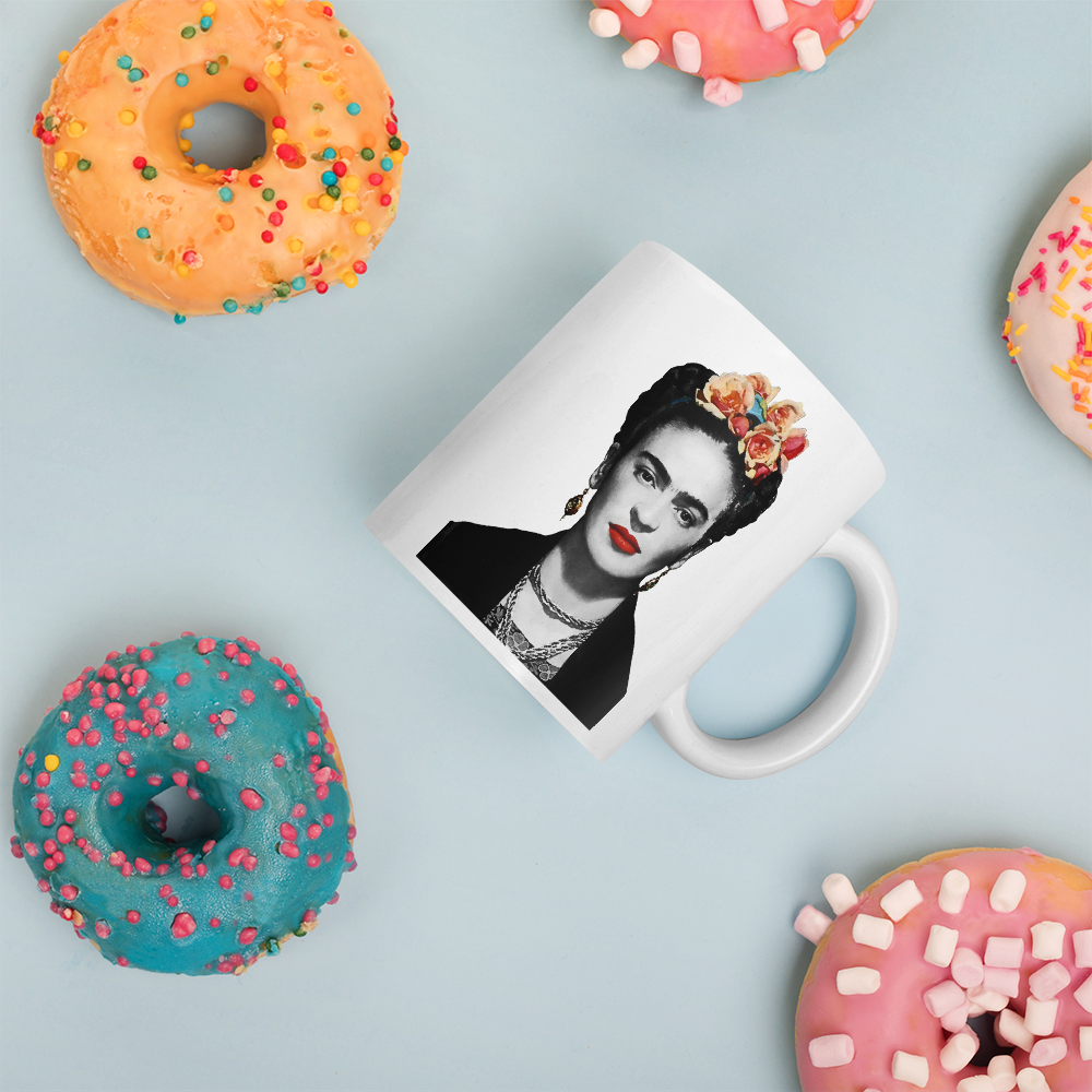 Frida Kahlo With Flowers Poster Artwork Mug by Art-O-Rama Shop