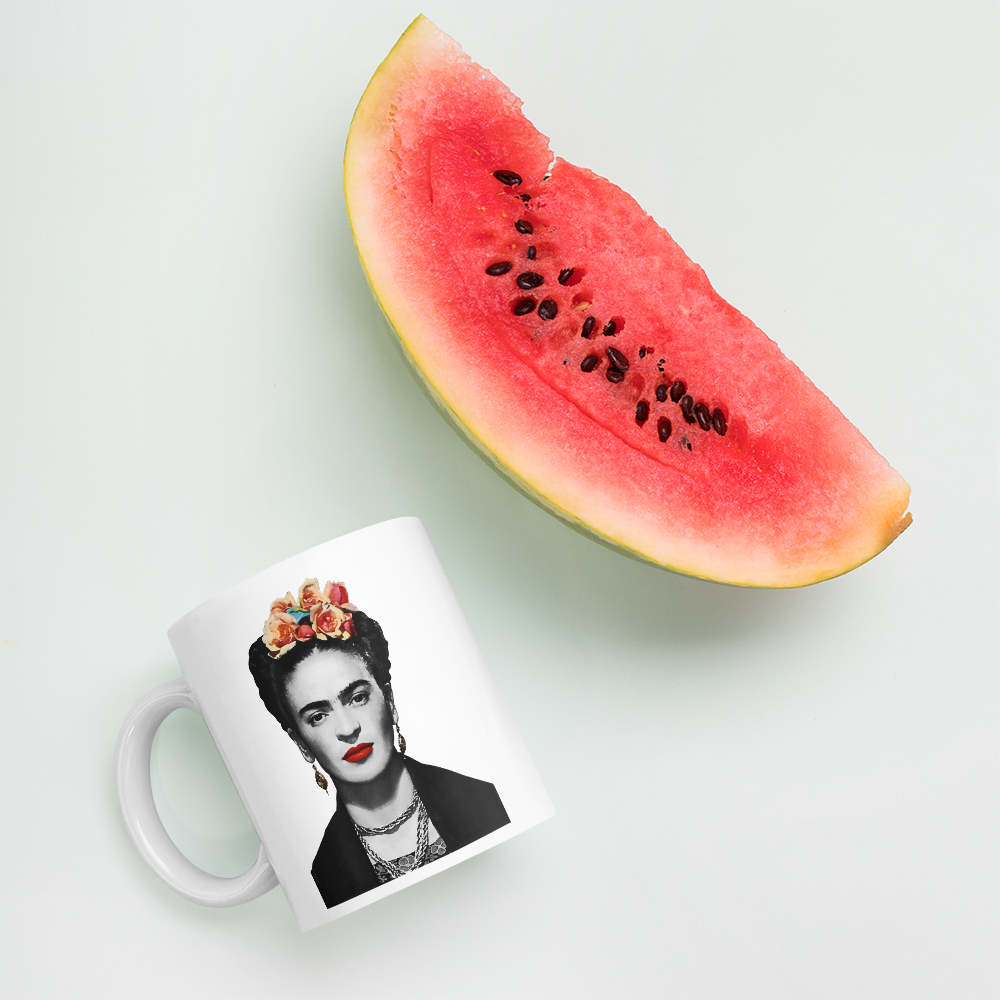Frida Kahlo With Flowers Poster Artwork Mug by Art-O-Rama Shop