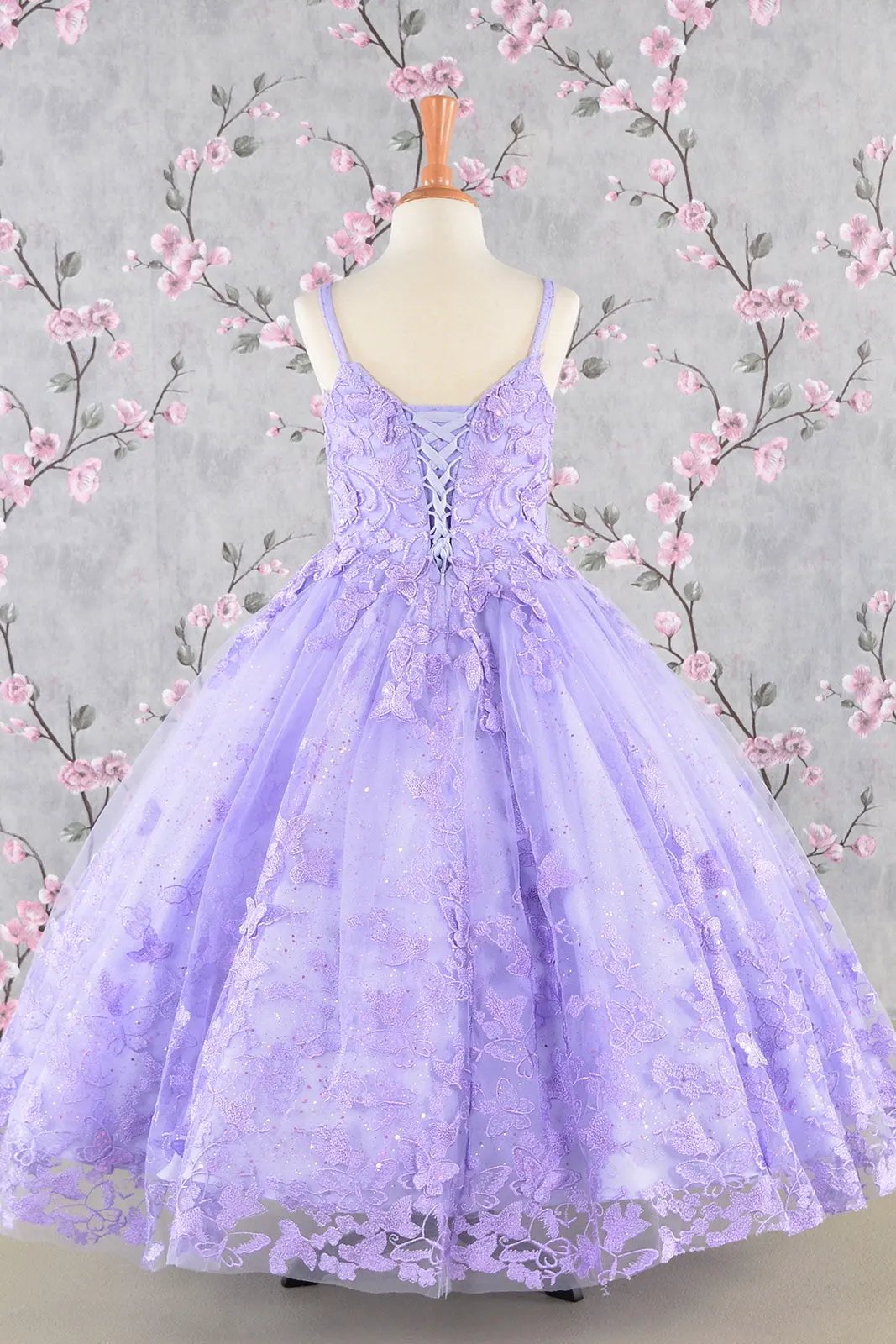 3-D Butterfly Sequin Mesh Kids Dress w/ Detachable Long Mesh Cape by Tux-USA
