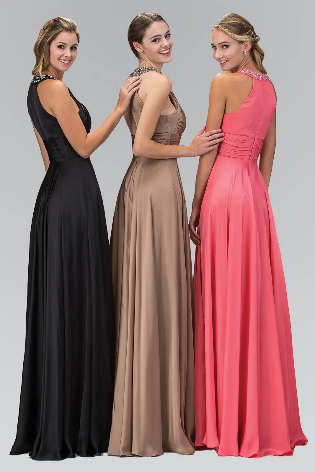 harmeuse Long Dress with Beaded Halter Neckline by Tux-USA