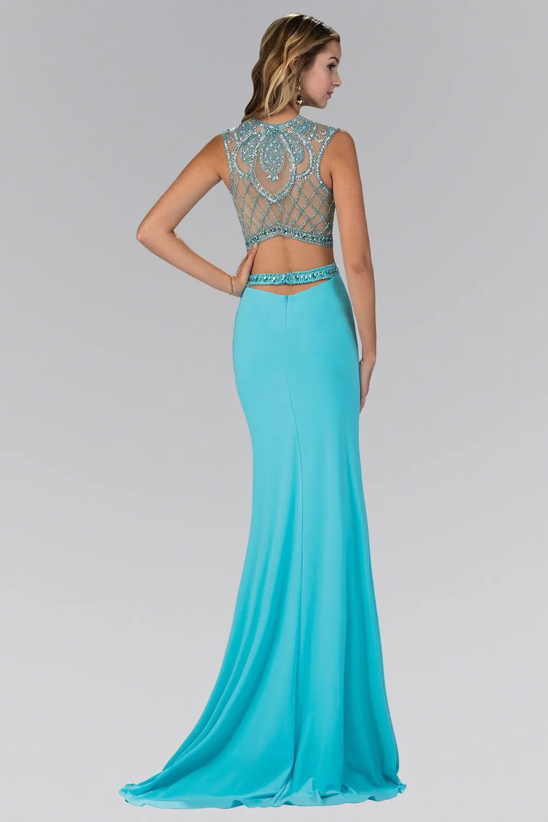 Jersey Long Dress with Side and Back Cutout and Side Slit by Tux-USA