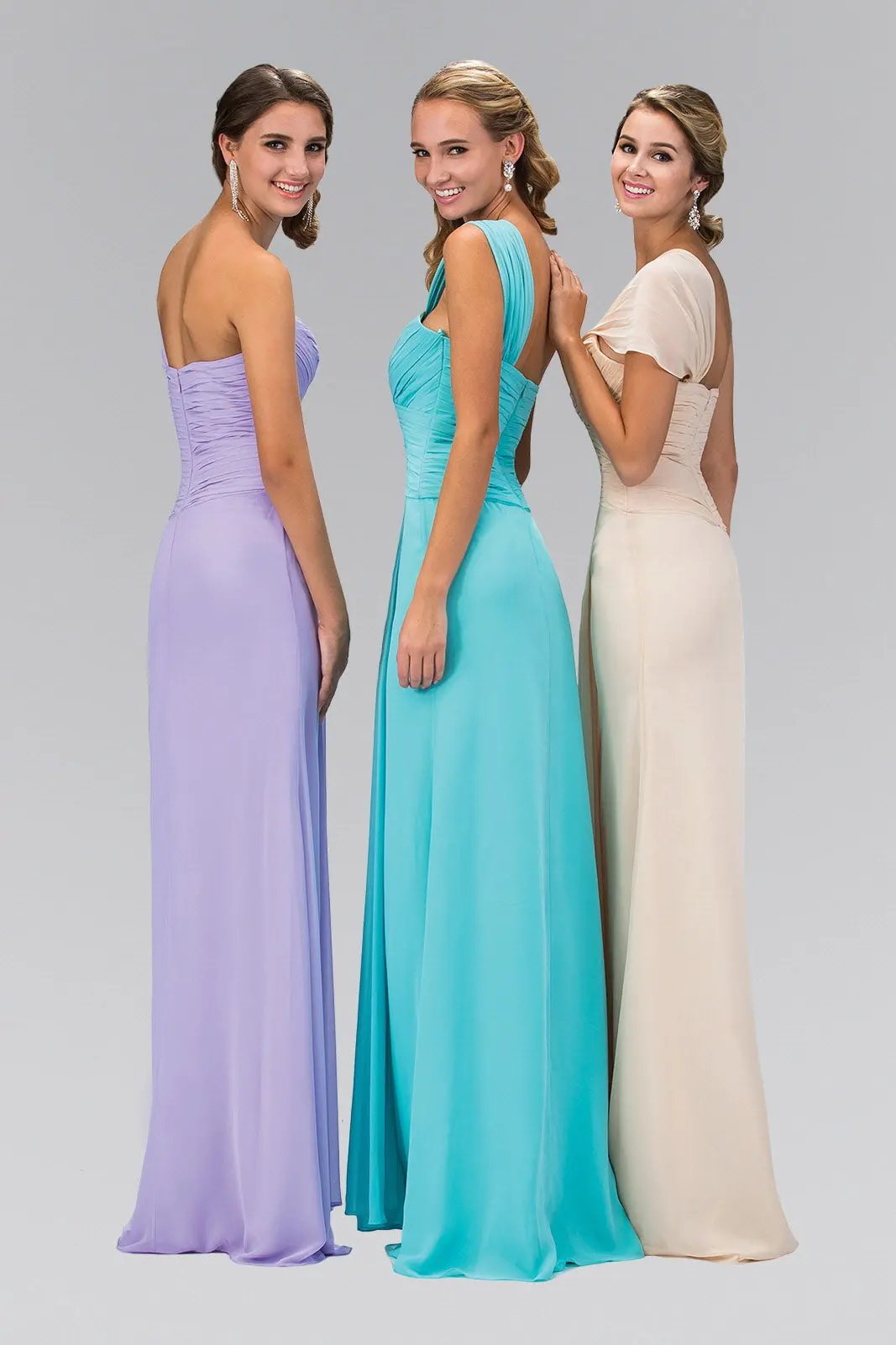 One Shoulder Ruched Long Dress with Sweetheart Neckline by Tux-USA