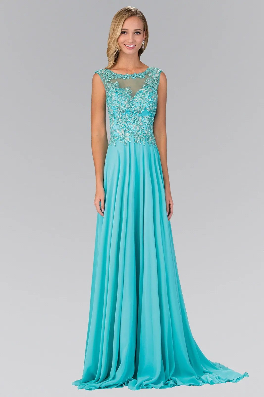 Dress Bead Embellished Chiffon Floor Length Evening Wear Prom by Tux-USA