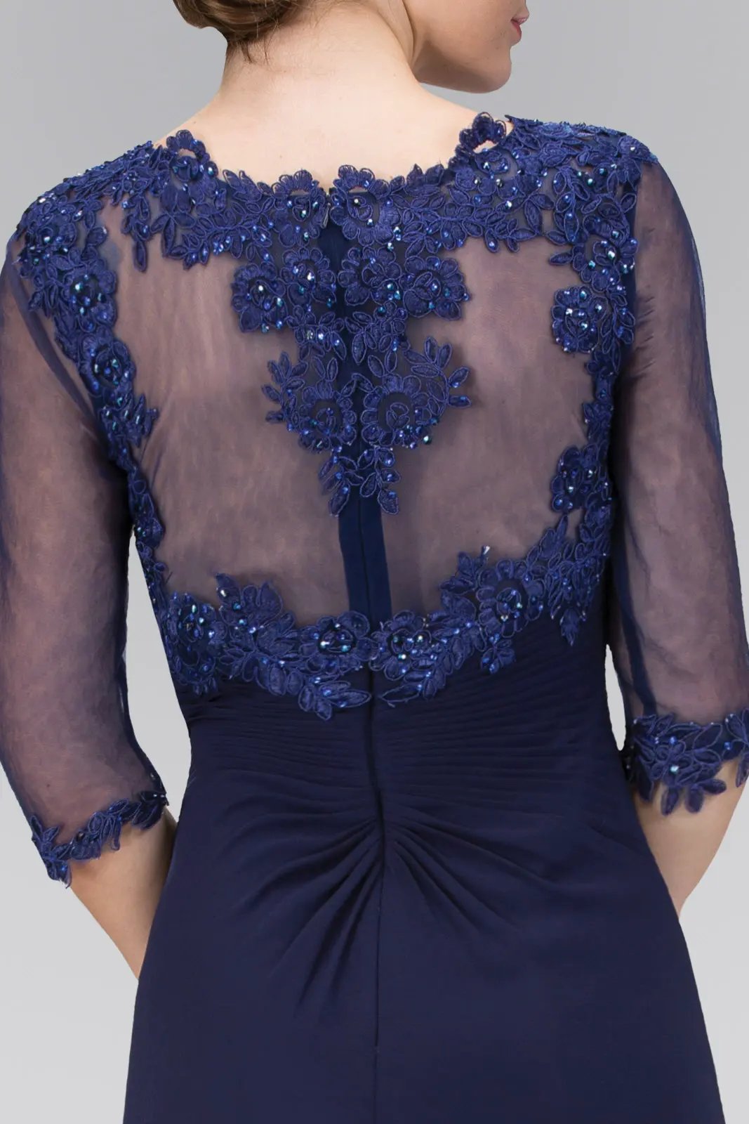 Chiffon Long Dress with Sheer Sleeve and Back by Tux-USA