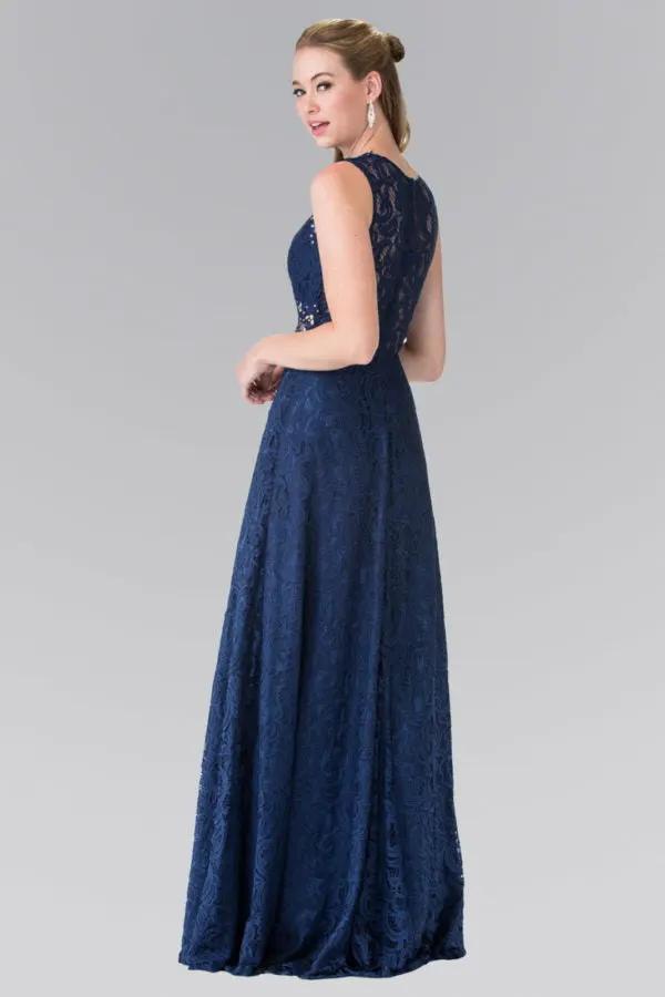 Floor Length Sleeveless Lace Dress by Tux-USA