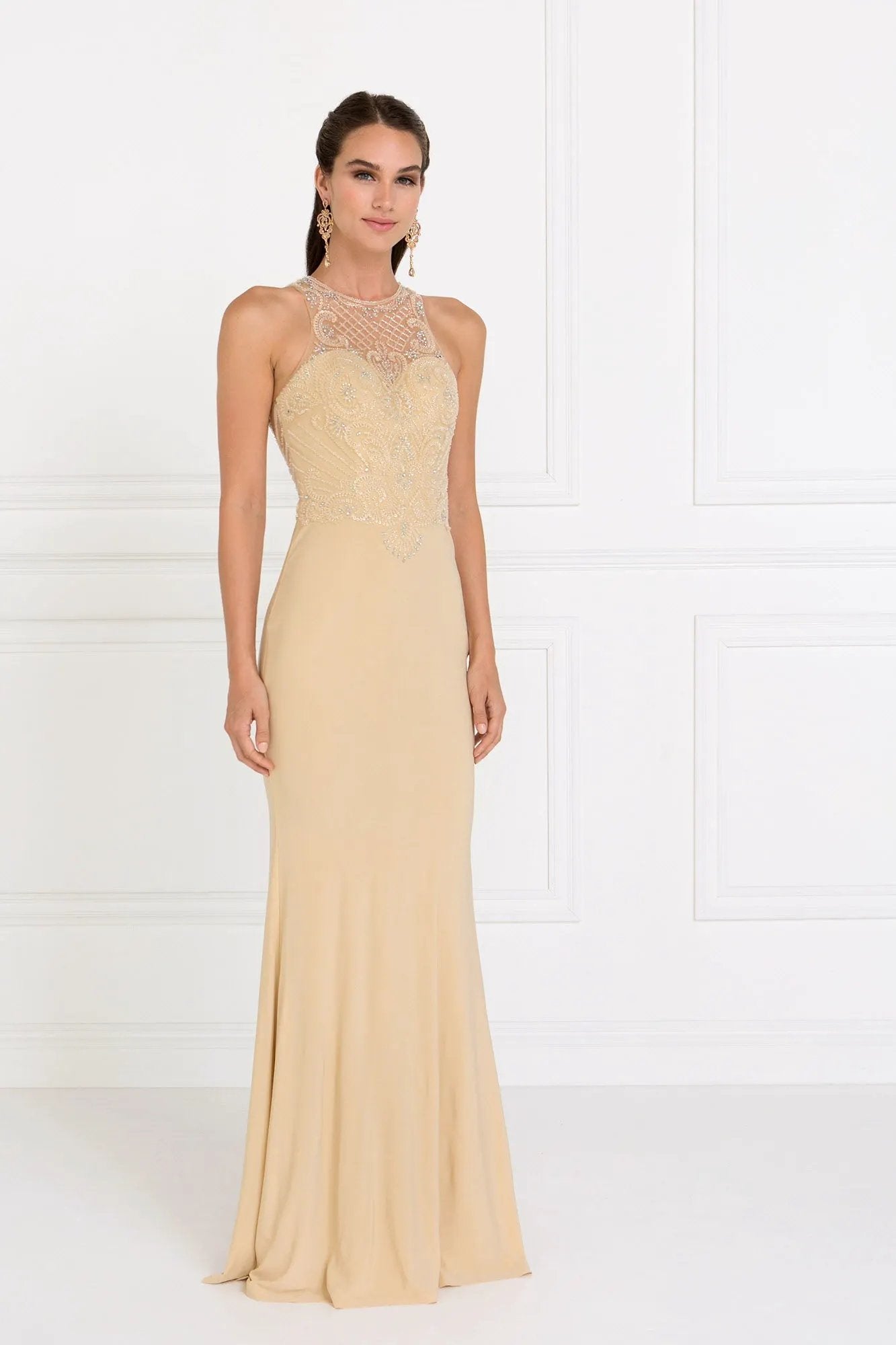 Jersey Illusion Sweetheart Mermaid Long Dress with Bead Embellished by Tux-USA