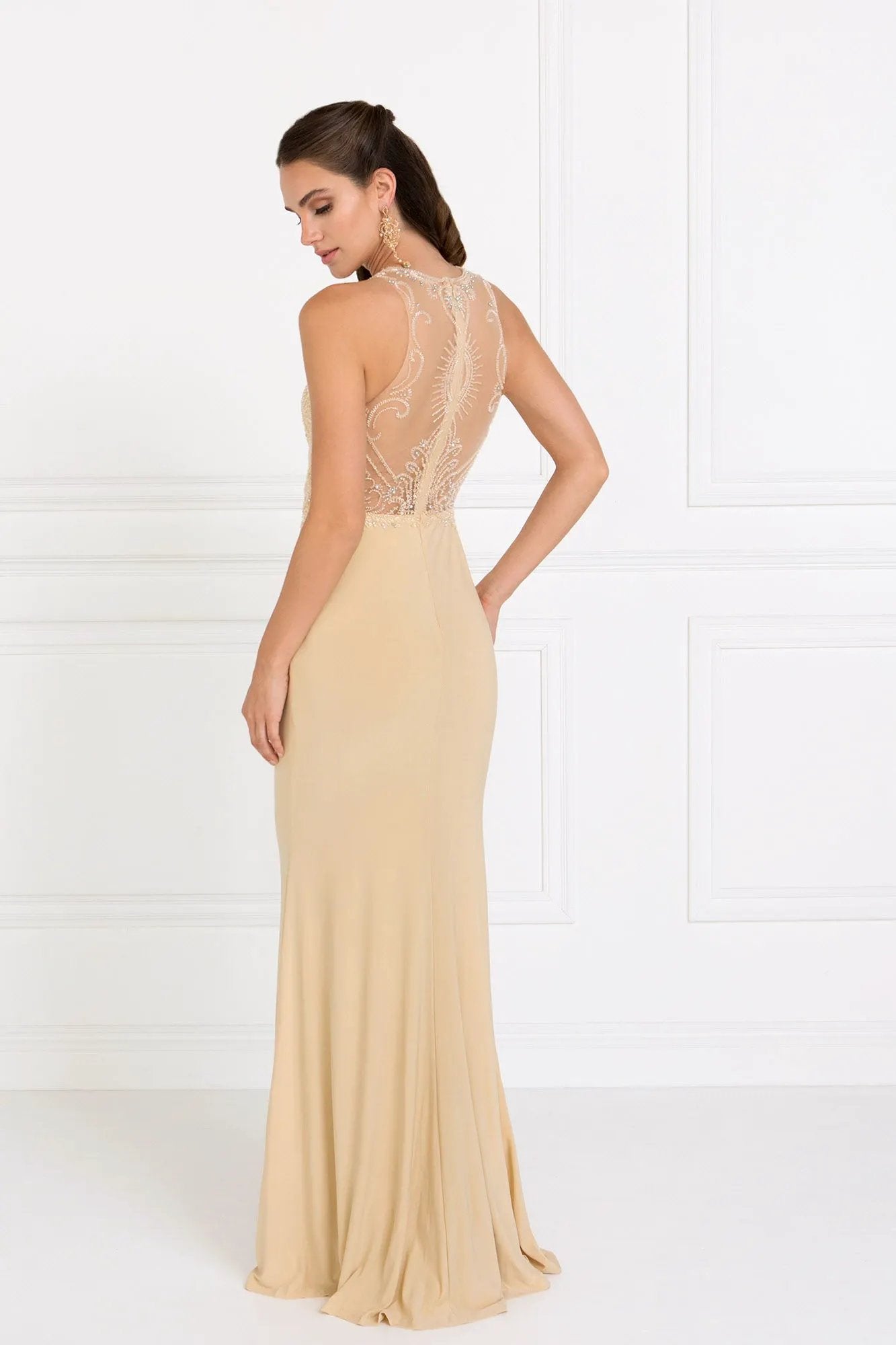 Jersey Illusion Sweetheart Mermaid Long Dress with Bead Embellished by Tux-USA