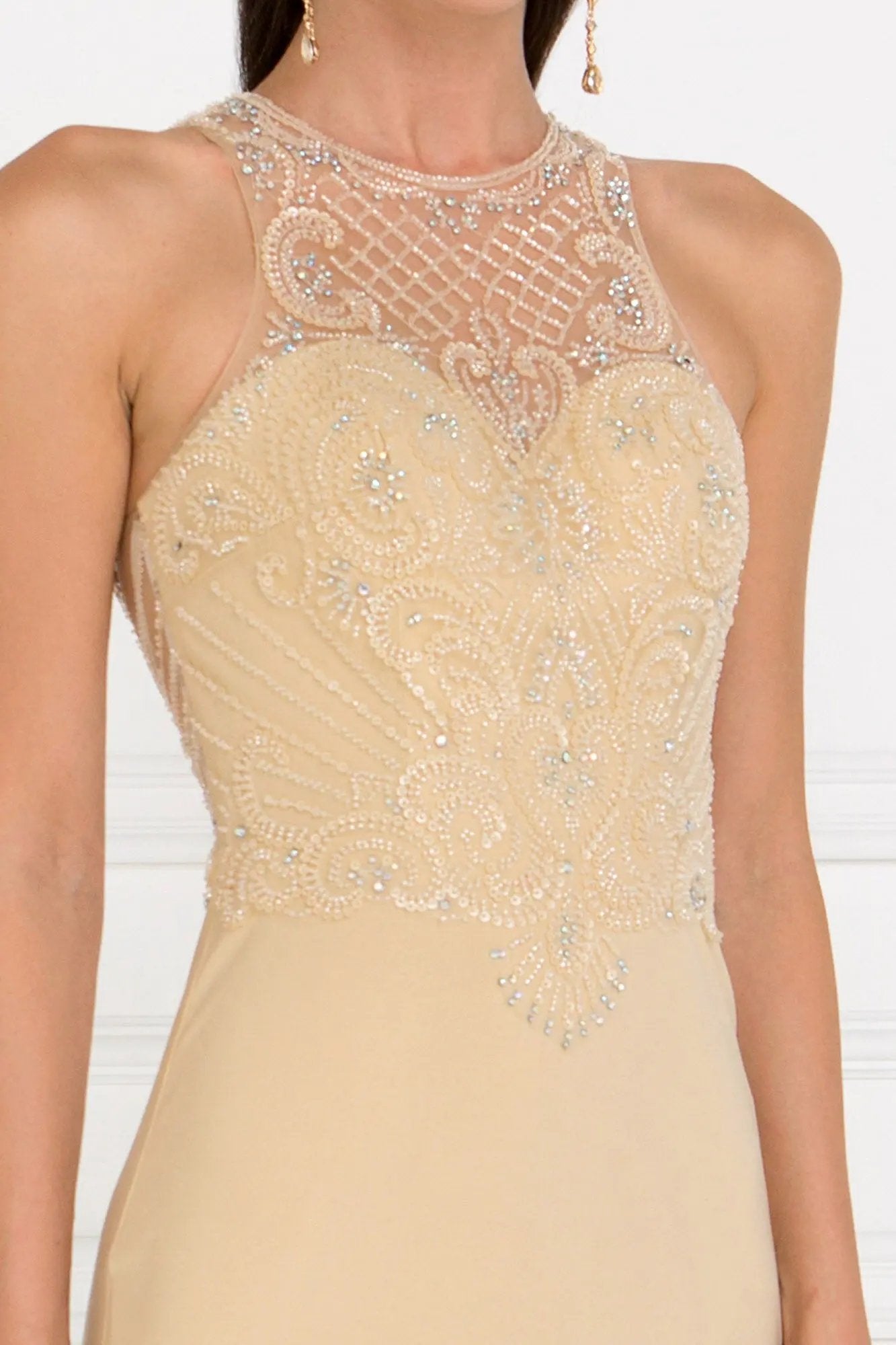 Jersey Illusion Sweetheart Mermaid Long Dress with Bead Embellished by Tux-USA