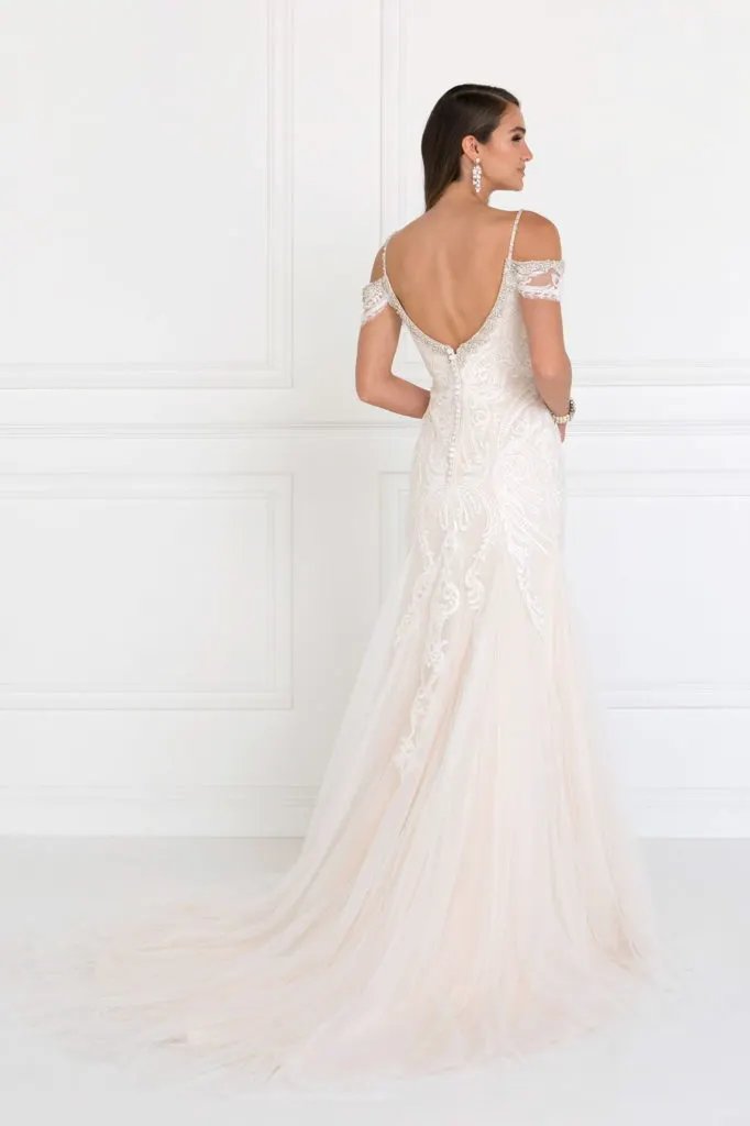 Tulle Off-Shoulder Sweetheart Mermaid Long Dress with Lace Applique by Tux-USA