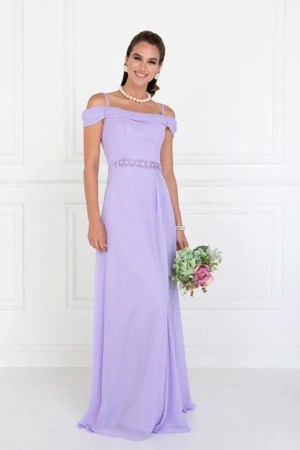 Chiffon Ruched A-Line Long Dress by Tux-USA