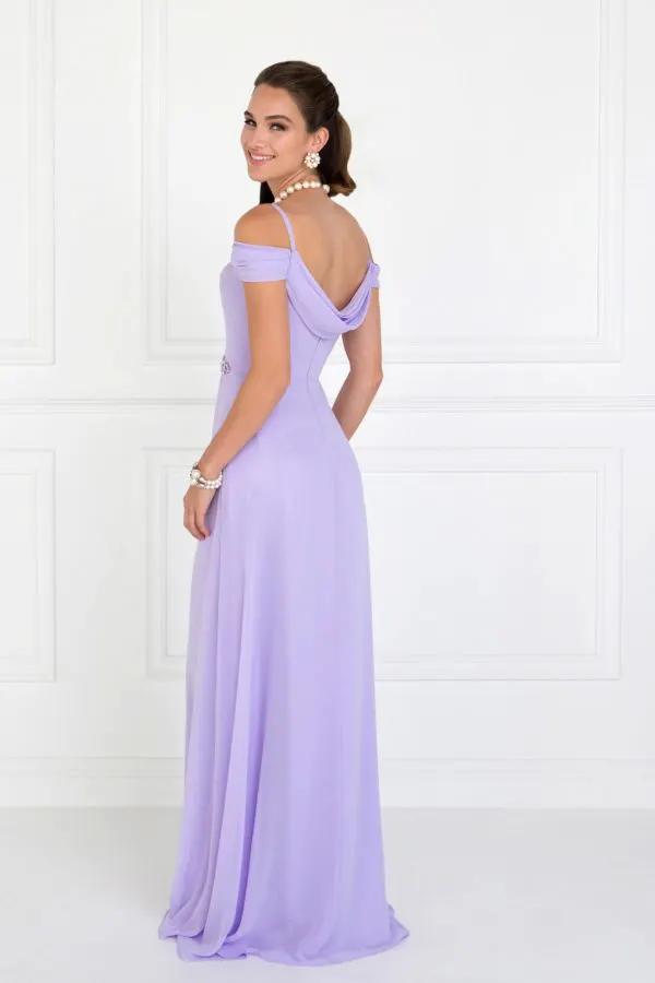 Chiffon Ruched A-Line Long Dress by Tux-USA