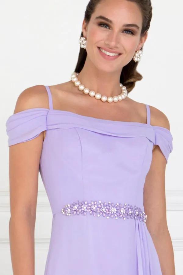 Chiffon Ruched A-Line Long Dress by Tux-USA
