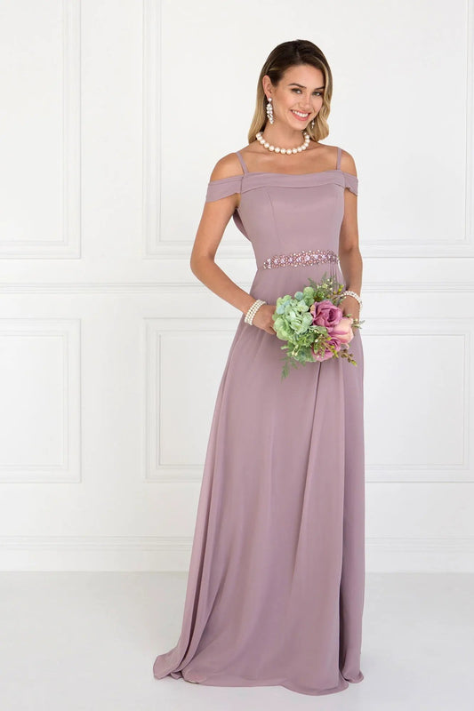 Chiffon Ruched A-Line Long Dress by Tux-USA