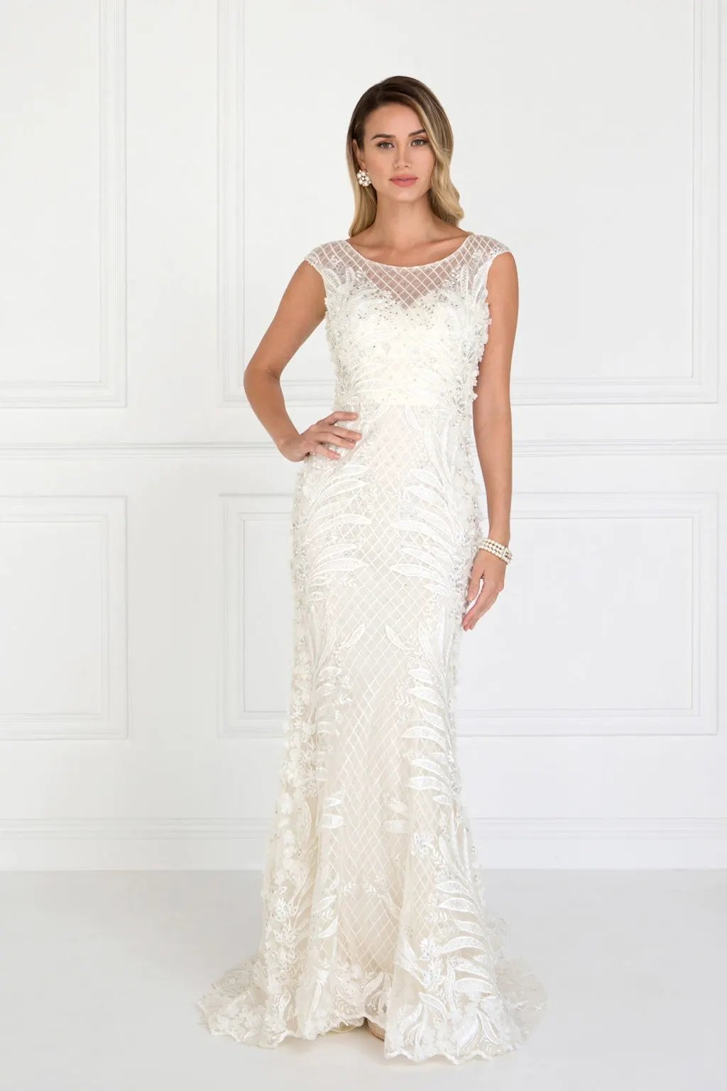 Mesh Mermaid Long Dress with Flower Attached by Tux-USA