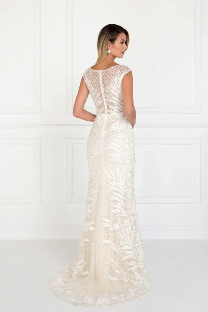 Mesh Mermaid Long Dress with Flower Attached by Tux-USA