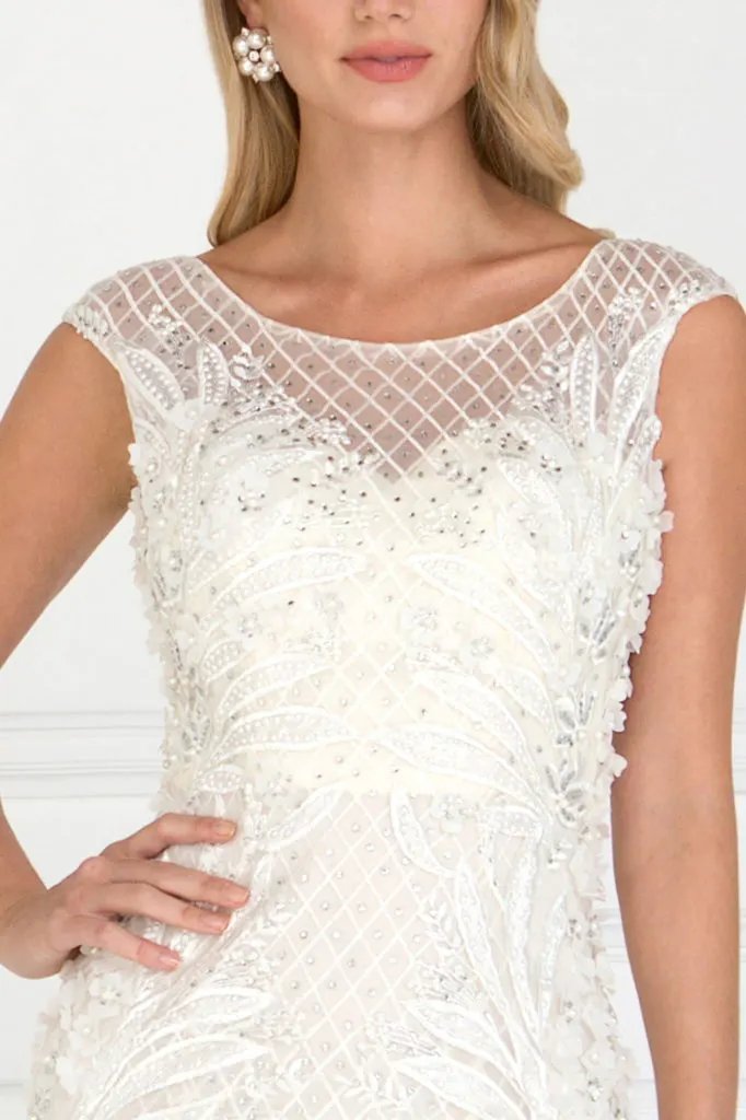 Mesh Mermaid Long Dress with Flower Attached by Tux-USA