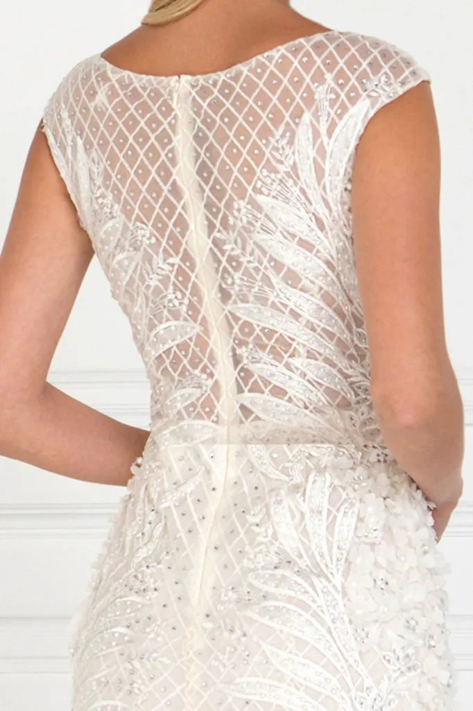 Mesh Mermaid Long Dress with Flower Attached by Tux-USA