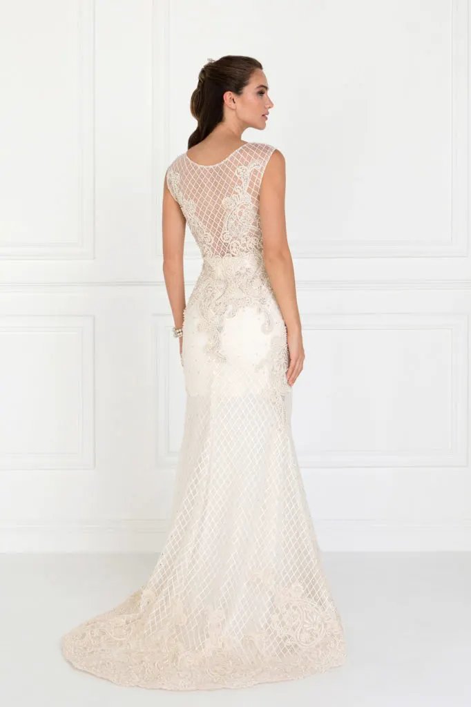 Mesh Mermaid Long Dress with Beads and Jewels Embellished by Tux-USA